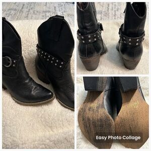 Very Volatile Black Ankle Boots with Studded Strap